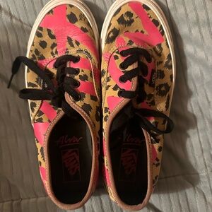 Vans Leopard Print Sneakers with Pink Highlights- Tony Alva Collaboration-worn